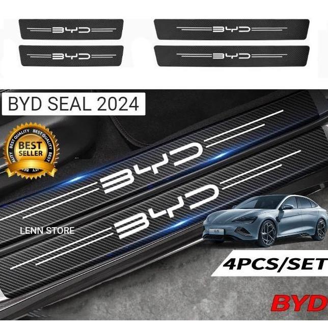 4Pcs Stiker Sill Plate Pelindung Pintu Mobil BYD SEAL 2024