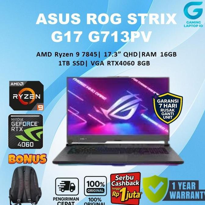 Davisbrakan99 - Laptop Gaming ASUS ROG STRIX G17 G713PV AMD RYZEN 9 7845 32G 1TB RTX46 Windows 11