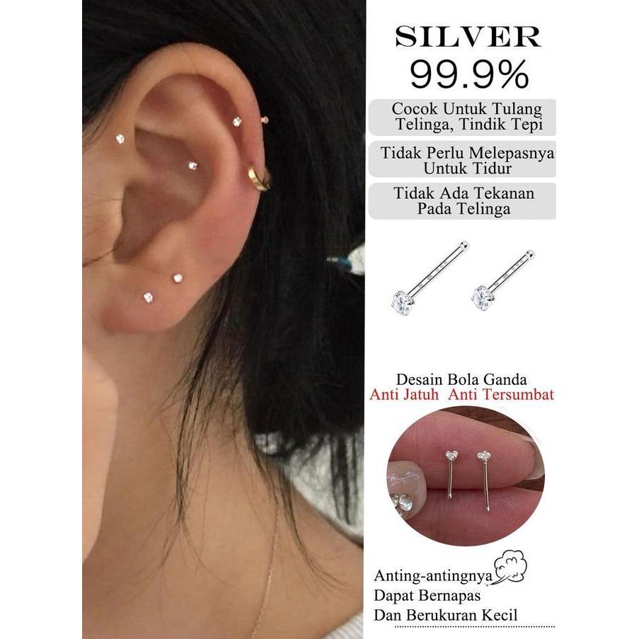 Kyuu- Ear Partner-999 Silver Kalung Anting-Anting Perak Murni 999 Tahun , Model Baru, Populer, Menja