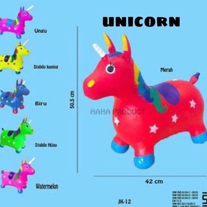 Mainan Animal Jumping Karet unicorn Sound & Light