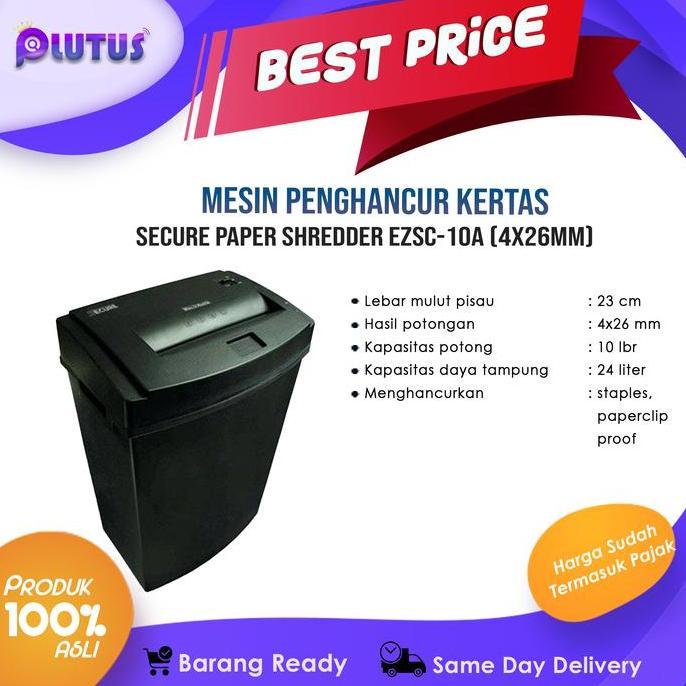 Promo Secure Ezsc-10A Paper Shredder / Mesin Penghancur Kertas Ezsc10A