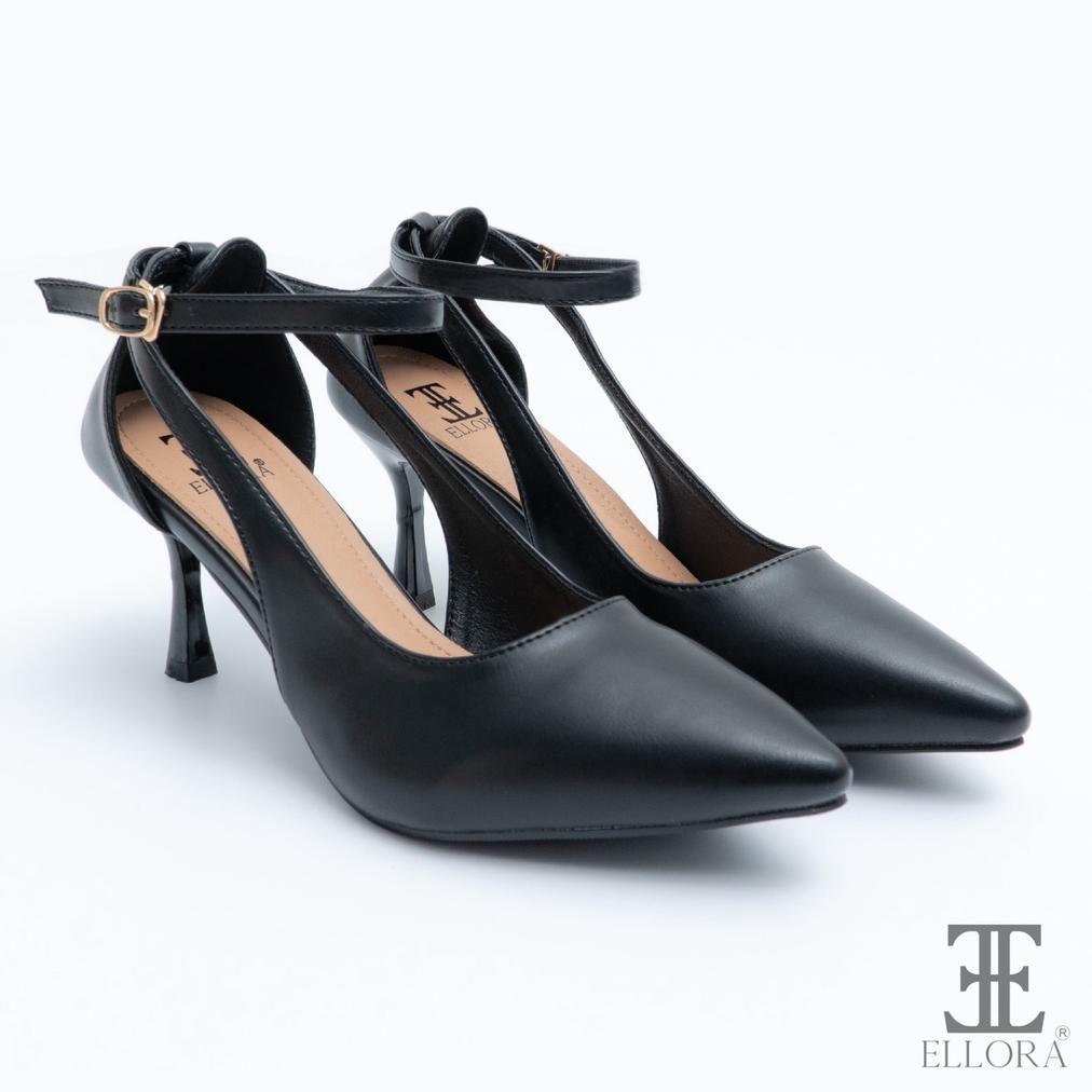 ELLORA Sepatu Wanita Pesta Ankle Strap 8 Cm