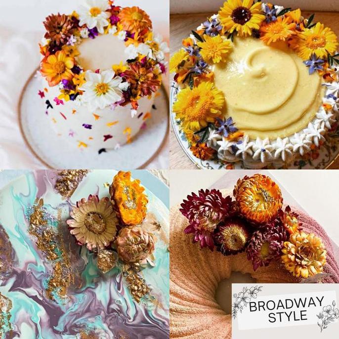 Zairyo- Dried Flowers Cake Decoration Bunga Kering Topper Kue Hiasan Edible