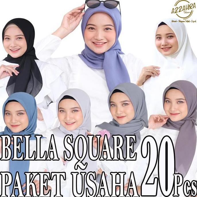 Promo Bella Square 20 Pcs Hijab Segi Empat Polos Premium Warna Terlengkap Paket Usaha 1 Kodi Kerudun