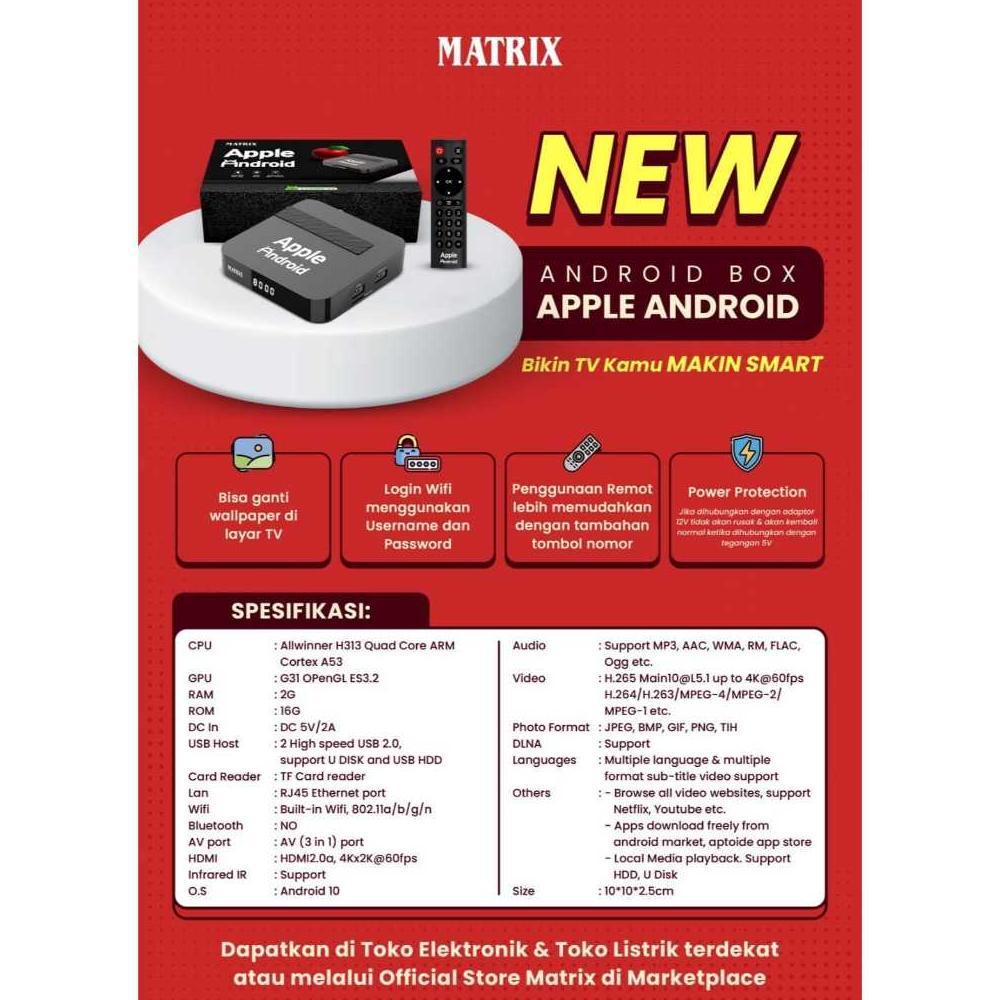 BESTPROMO Android TV box Matrix Apple| Android 10 Ram 2Gb Wifi Android TV