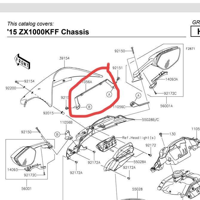 BRAKET BRACKET DUDUKAN PLAT NOMOR DEPAN KAWASAKI ZX10R ZX10 R 2015 ORI