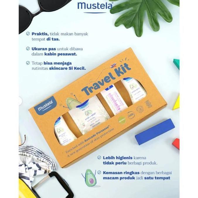 Mustela Hydra Bebe Travel Kit Newborn Starter Set Sabun Bayi Barrier Cream Facial Cream 50ml Body Lo