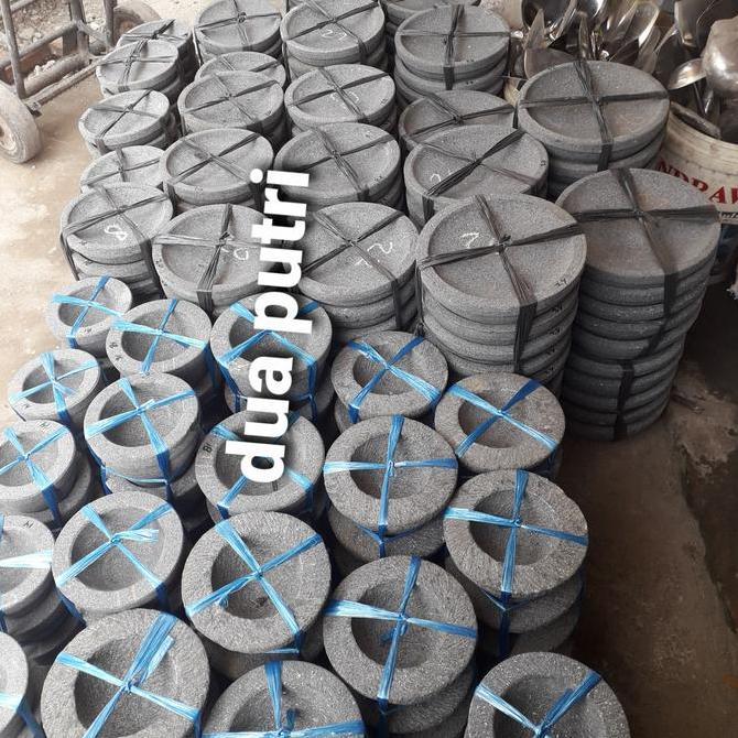 cobek bubut batu asli 18cm + ulekan