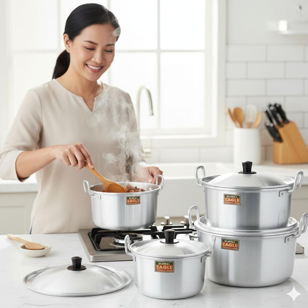 FREE ONGKIR PANCI SET ALUMINIUM STAINLESS MERK  JAWA MASPION GLOBAL EAGLE 16 18 20 22 24CM/PANCI REB