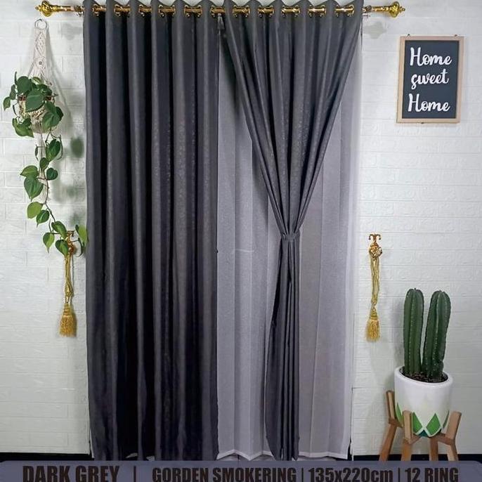 Korden Jendela Smokring Polos Embos Grosir Murah Home Made Gold Tali Katun Gorden Allshop