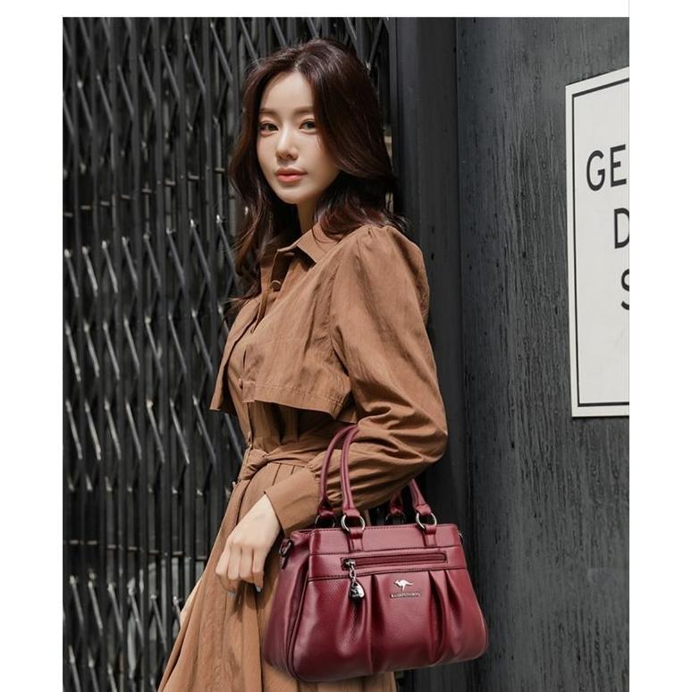 TERBARU Tas Wanita Kekinian Tas Selempang Bahu Tiga Ruang Top Handle  Wanita Berkualitas Tas Tangan 