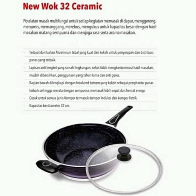 BEST SELLER [GARANSI 1THN] HAKASIMA NEW WOK CERAMIC 32 PROMO SALE ALAT MASAK PANCI WAJAN PENGGORENGA
