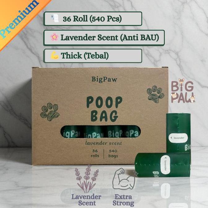 BigPaw Poop Bag Thick Tebal Lavender Scent 360 pcs | 24 roll | Anabul Poop Bag | Plastik Diaper | Pl