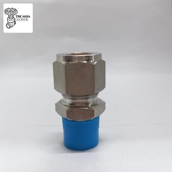 RESTOCK MALE CONNECTOR SS316 1/2OD X 3/8/V-LOK CONNECTOR 1/2OD X 3/8NPT
