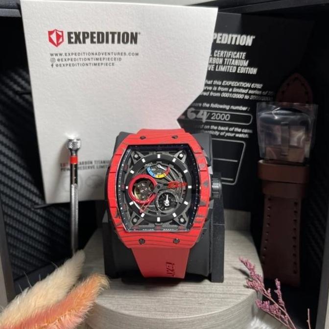 JAM TANGAN PRIA EXPEDITION E6782 E 6782 AUTOMATIC TITANIUM RUBBER BAND