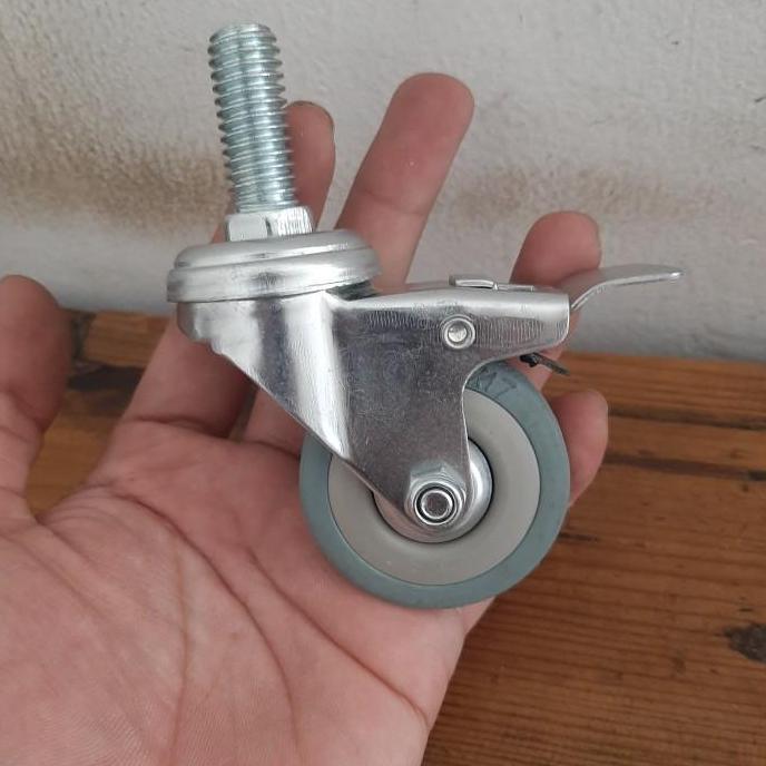 RODA TROLLEY TROLI ABU GREY RUBBER 2 INCH HIDUP REM TUSUK DRAT