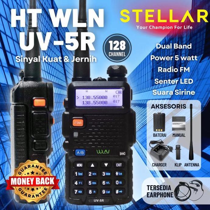 BIG SALE - WLN Walkie Talkie UV 5R Dual Band 1 Bulan Garansi VHF UHF 5W 128CH | Handy Talky Talkie H
