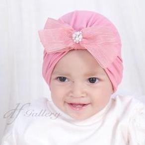 Turban Anak Bayi Perempuan Vony dfGallery Pita Permata Cantik