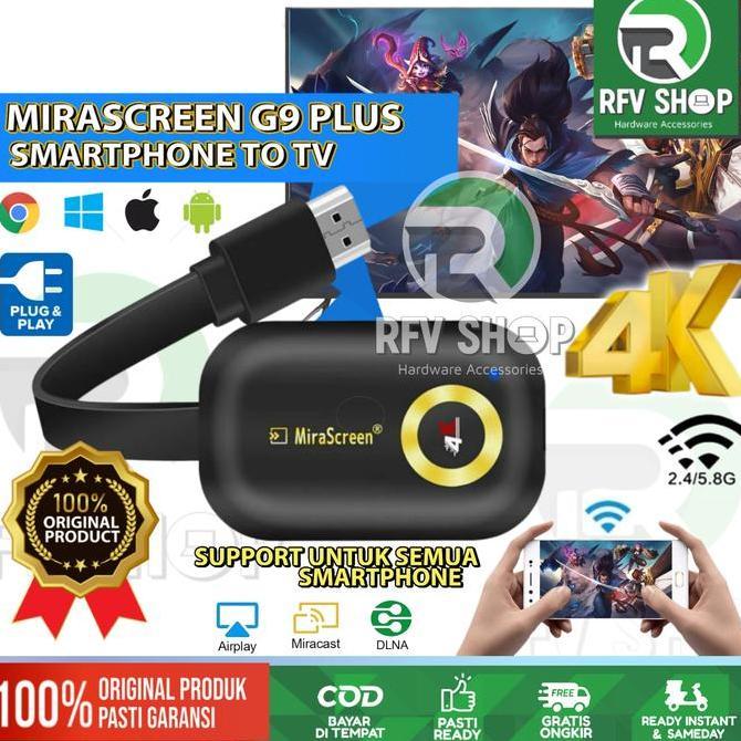 TERLARIS - MIRASCREEN G9 PLUS 4K HDMI Wireless Display Mirroring Dongle to TV