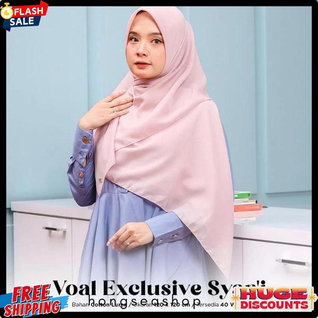 Hijab Segiempat Jumbo Voal Exclusive Syari 120X120Cm Jahit Tepi Umama