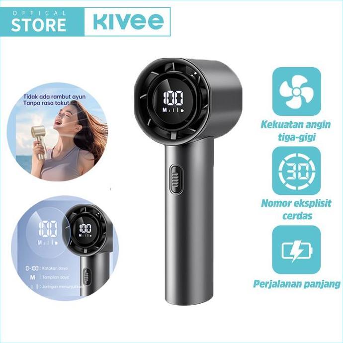TERBARU - KIVEE Mini Portable Hand Fan, 100 Wind Speeds, 5000mAh USB Battery Rechargeable, LED Digit