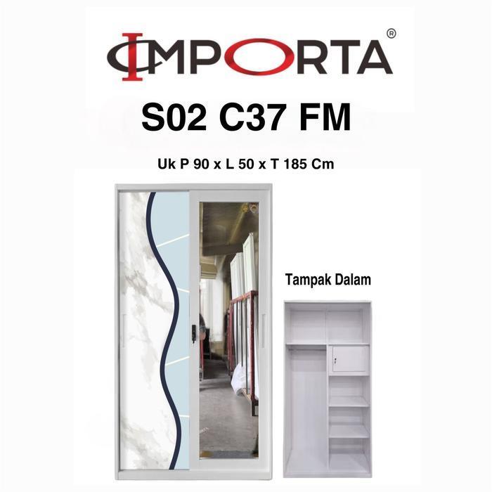 Lemari Pakaian Besi 2 PINTU Sliding Kecil Lemari Baju Besi Steel Minimalis