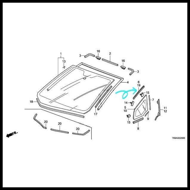 HOT DEAL KARET SEAL KACA MATI SEGITIGA DEPAN BAGIAN ATAS MOBIL HONDA JAZZ RS GE8 2008 - 2013 