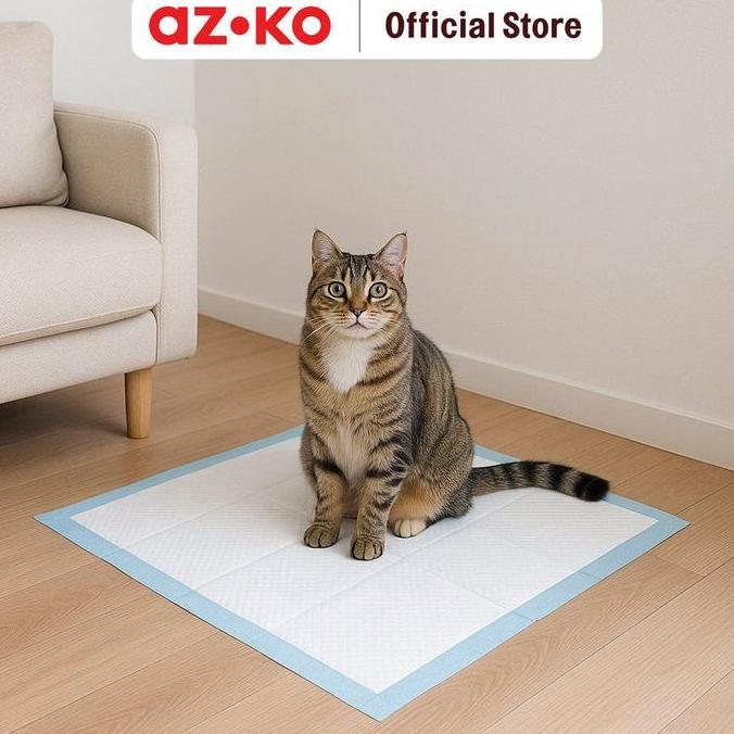 Sale Azko Cavea 60X60 Cm Set 20 Pcs Training Pads Hewan - Biru/Abu-Abu Alas Toilet Kandang Hewan Per