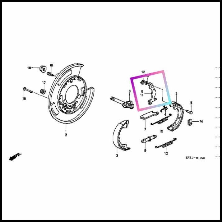 TERBARU BRACKET LEVER PARKING BRAKE - BRAKE SHOE BELAKANG KIRI ODYSSEY RB1 RB2 