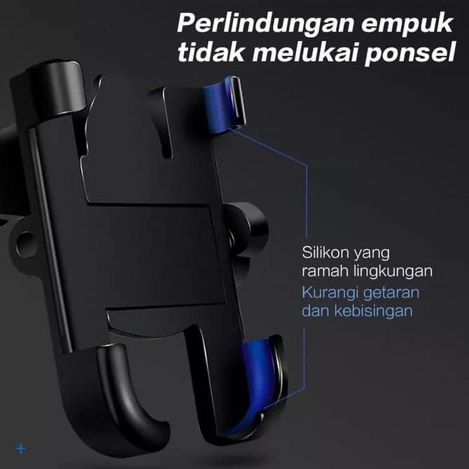 Holder HP Motor Handphone Holder Spion Aluminium Alloy Besi