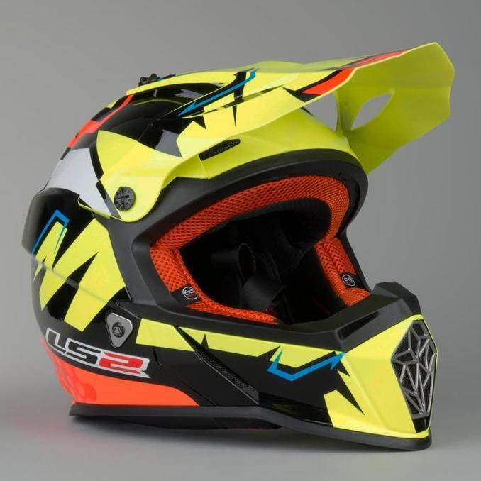 TERLARIS - Helm Motorcross Cross LS2 MX437 Fast Volt MX Black Yellow orange
