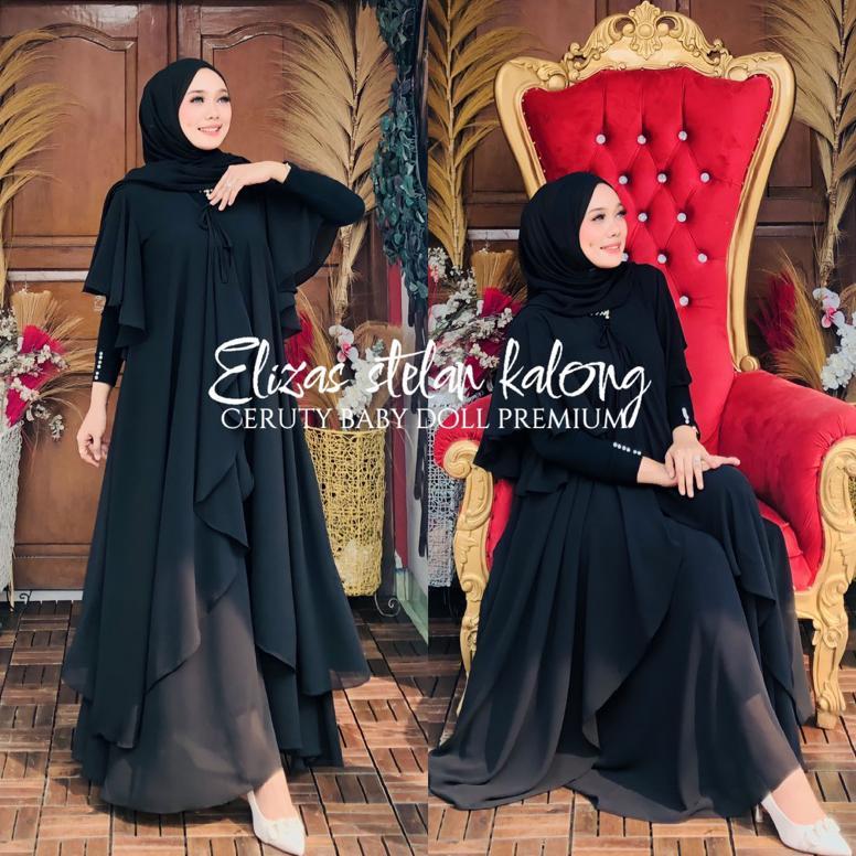 BELI SEKARANG STELAN KALONG ELIZA TALI PANJANG,pakaian muslimah,pakaian wanita terbaru one set outer