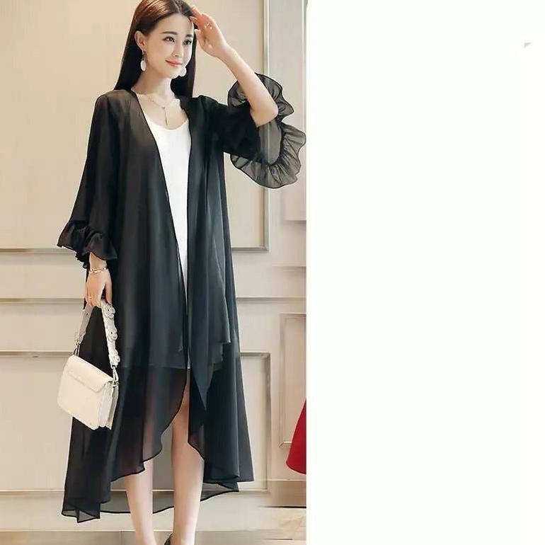 DISKON basic id fashion Long outer transparan  / outer korean style  / cardigan wanita ceruti