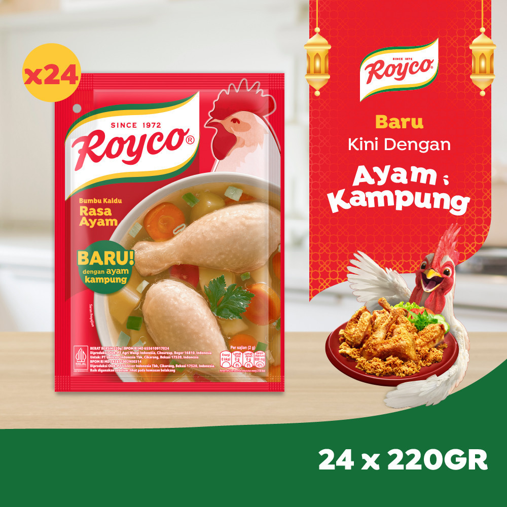 Royco Bumbu Kaldu Penyedap Rasa Ayam Kampung dengan Kaldu Gold Standard 220g x24 - Menu Buka Puasa R