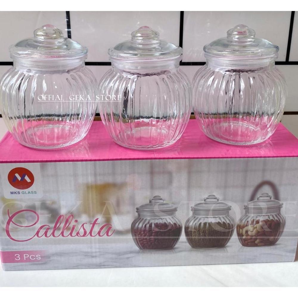 Terbaru Toples Full Kaca Callista 3 In 1 650 Ml Toples Kaca 1 Set Isi 3 Pcs Tempat Kue Kering Lebara