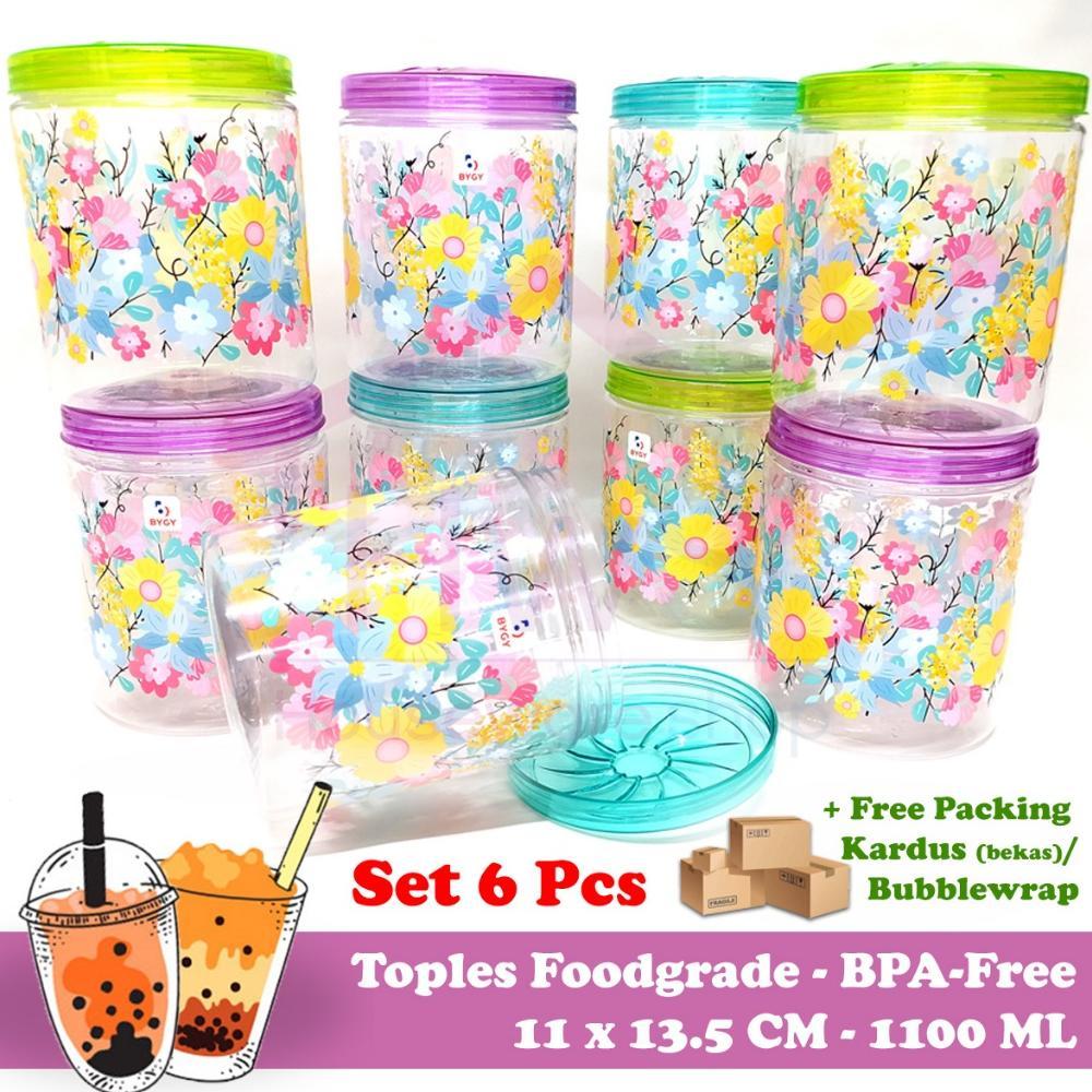 Grosir [Set 6] Toples Plastik / Toples Sora & Keita 1100 Ml - Food Grade Hampers Lebaran / Tempat Ku