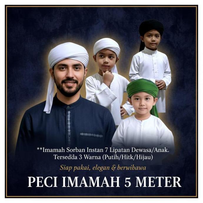 Peci Imamah Permanen 5 Permanen 7 Tingkat lapis Polos Buntut Kopiah Putih Songkok NS