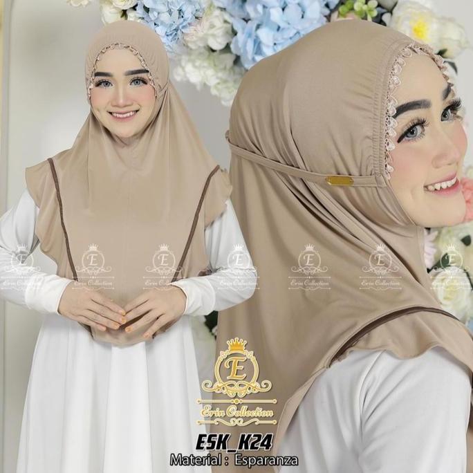 Jilbab kerut list renda - bergo jersey kerut - kerudung jersey