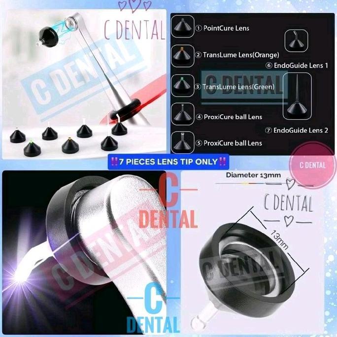 TERMURAH - [7 Pcs] Dental Light Cure Fiber Optic Lens Tip Curing (Magnet Type) For Composite/Endo/Ve