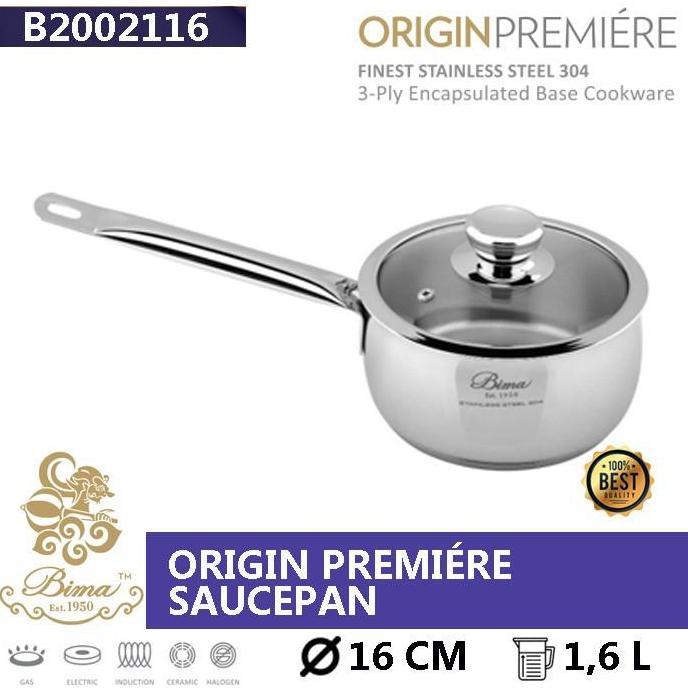 TERLARIS - Bima Origin Premiere Saucepan 16cm Panci Bima Glass Lid B2002116