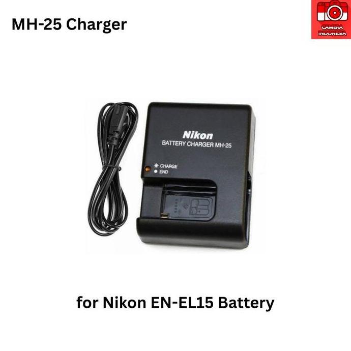 Charger MH-25 Baterai EN-EL15 Kamera Nikon DSLR D7000, D7100, D7200, D850, D750, D810, D500, D600, D