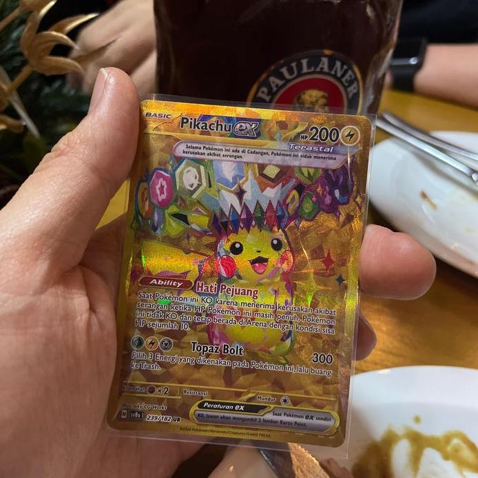 Kartu pokemon TCG UR Pikachu EX 239/182 sv8s kilat rasi