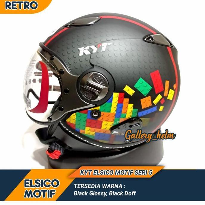 TERMURAH - Helm Kyt Elsico Motif #5 Doff | Helm KYT Retro
