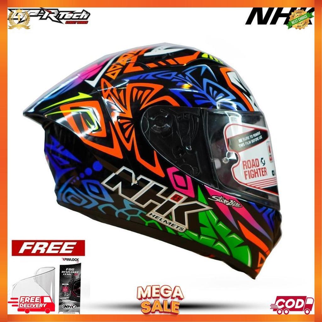 Nhk Helm Gp Prime Ddring Remy Tribe #2 Black Glossy Double Visor + Inclued Paket Pembersih Helm [H2]