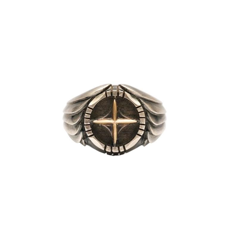 Diskon Leere -Cincin Titanium Matahari Jam Starburst Bentuk Terbuka Gaya Retro Punk Ring Cincin Pria