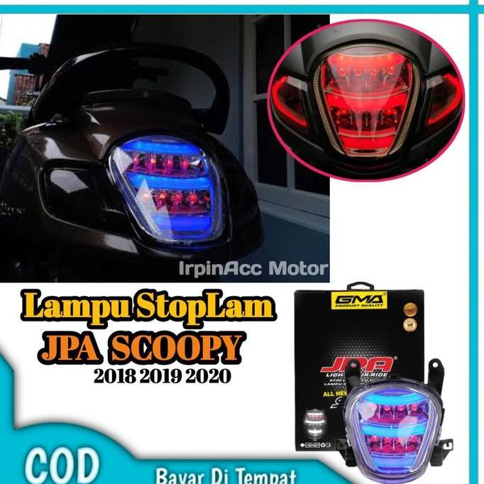Terbaru Lampu Stop Led Jpa Scoopy Fi New 2018_Led Merah Full-Biru