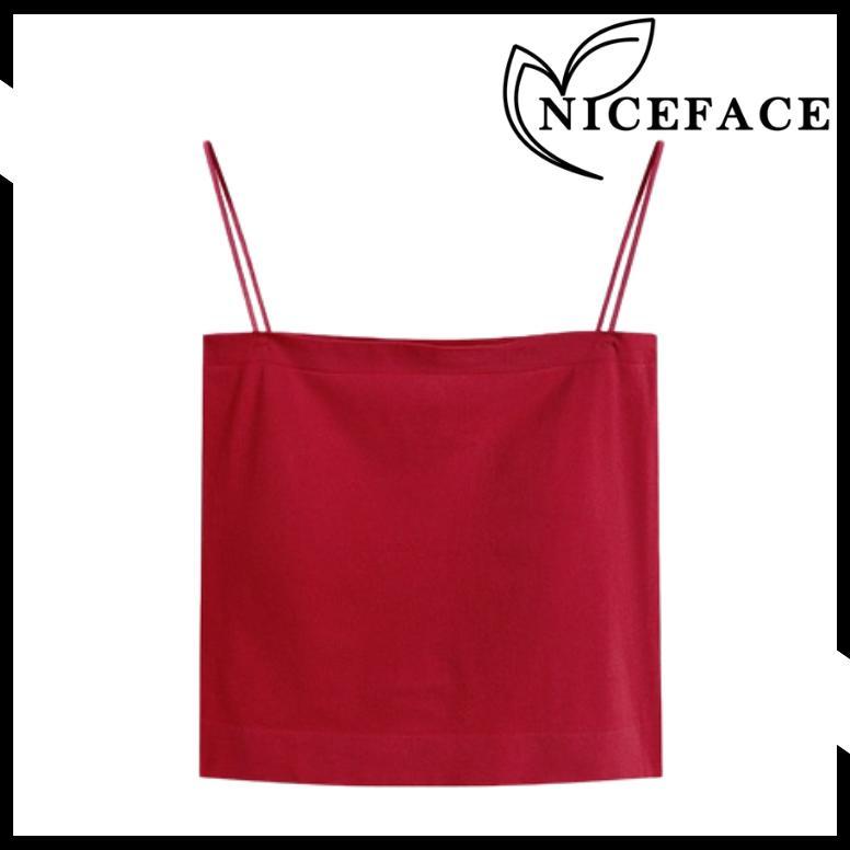 FAVORIT NICEFACE - Tanktop Bra With Cup Tank top Basic Wanita Square spaghetti Crop top