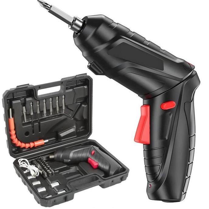 Set Lengkap Obeng Listrik / Mesin Bor Listrik Bor Baterai Tangan Tanpa Kabel Cordless Screwdriver Bo