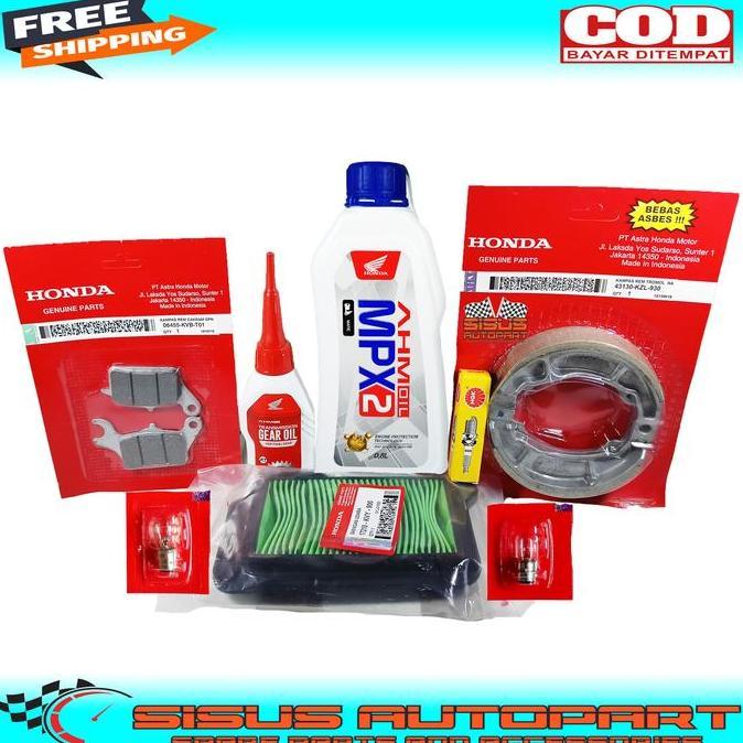 PAKET SERVICE BEAT KARBU SCOOPY OLD / PAKET OLI MPX2 OLI GARDAN BUSI FILTER UDARA BONUS BOHLAM HONDA