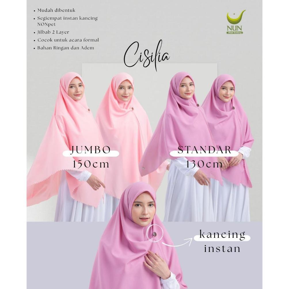 Spesial Ramadhan Jilbab Cisilia NUN JILBAB / Segiempat instan kancing non pet / segiempat instan 130